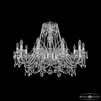 Люстра подвесная 1411/10/300 Ni Богемия Ивеле Кристалл без плафона на 10 ламп, основание никель прозрачное в стиле классический sp Люстра подвесная 1411/10/300 Ni Богемия Ивеле Кристалл без плафона на 10 ламп, основание никель прозрачное в стиле классический sp